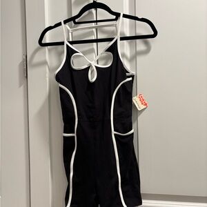 NWT Free People Black and White Romper with Pockets